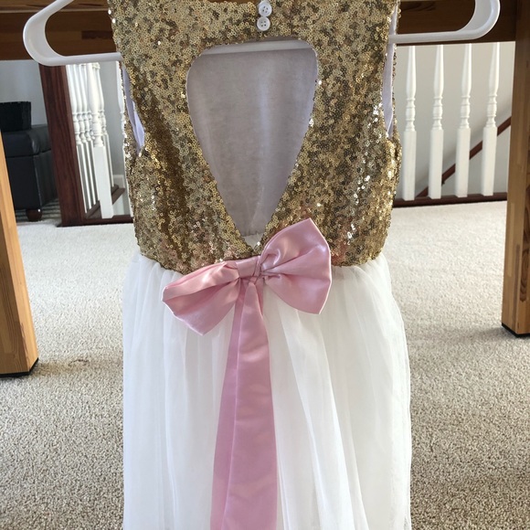 Girls dress - gold and white - Picture 1 of 2